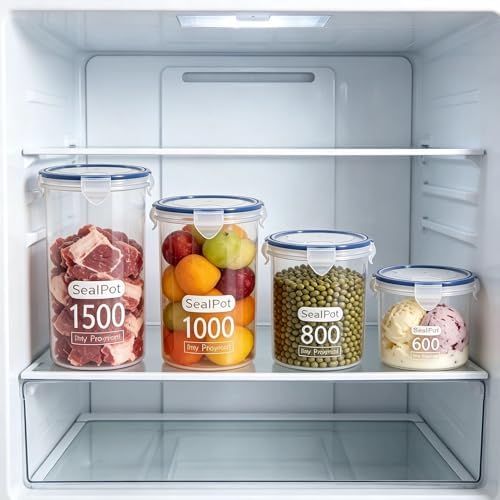 Food Storage Containers Set for 4 Pack, Freezer Containers with Airtight Lids - Microwave, Dishwasher & Freezer Safe - BPA-Free Containers for Fruits, Salads, Grains, Leftovers & More