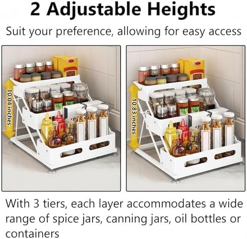 Ceetug 3 Tier Foldable Spice Rack, White