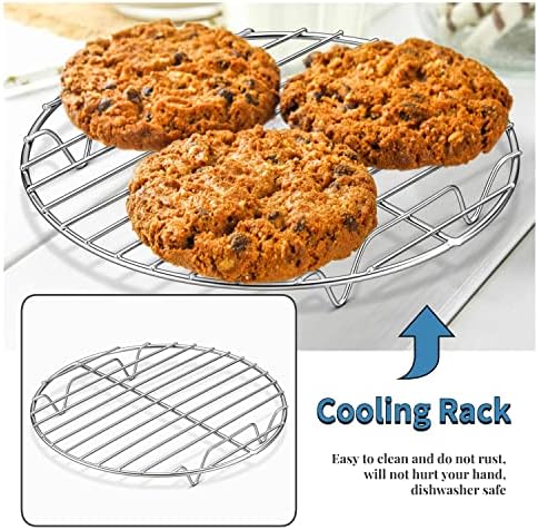 Herogo Round Cooling Cooking Rack Set of 2, 10.6 Inch Stainless Steel Large Grilling Steaming Baking Rack for Oven Pot Pressure Cooker Canning, Rust Free, Dishwasher Safe