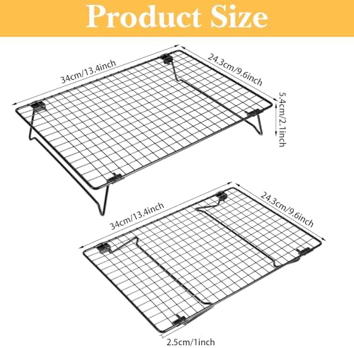 4 Pcs 13.4x9.6inch Cooling Racks for Cooking and Baking Stackable Wire Cooling Rack with Stackable Legs Baking Rack for Cookies Cakes Pizza Roasting Drying