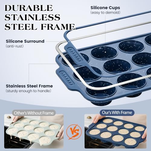 Silicone Muffin Pans for Baking with Metal Reinforced Frame