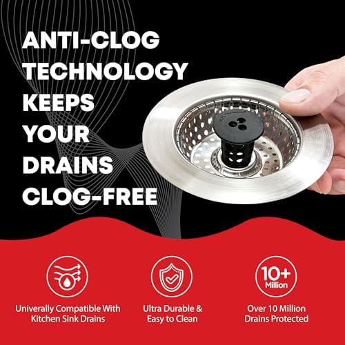 SinkShroom Revolutionary Clog-Free Sink Strainer Basket, 2-Pack, Stainless Steel