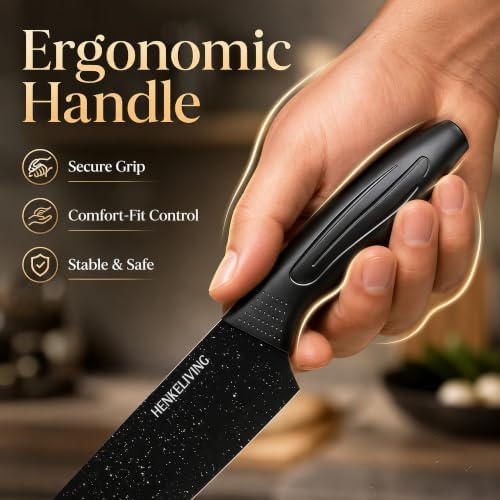 Knife Set with Built-in Sharpener Block, Dishwasher Safe