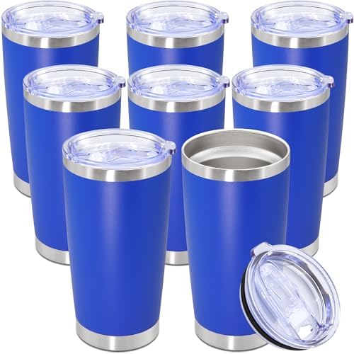 20oz Tumbler Stainless Steel Tumbler Coffee Tumbler with Lid Dark Blue, 8P