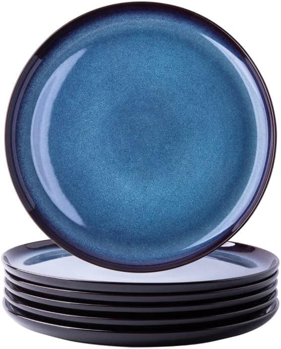 LERATIO Ceramic Dinner Plates Set of 6,10.5 Inch Reactive Glaze Plate Sets