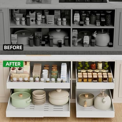PAKETA 2 Pack Expandable Pull Out Cabinet Organizer,21" Deep