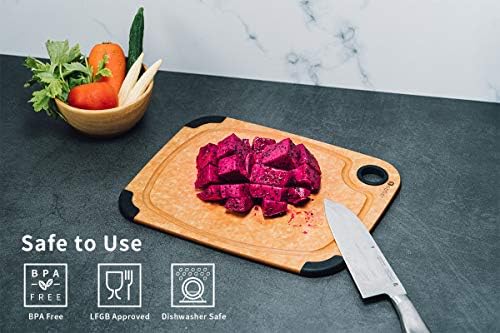 Cutting Board, Toptier Wood Fiber Cutting Board for Kitchen, Non-Slip Kitchen Wooden Chopping Board, Reversible, Eco-Friendly, Natural Wood Fiber, Large Cutting Board, 17.5 x 13-inch, Natural Slate