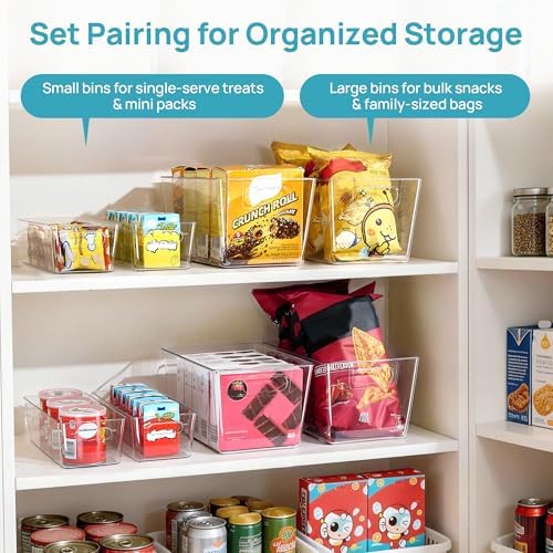 Vtopmart 8 Pack Clear Storage Bins Set for Pantry Organizer
