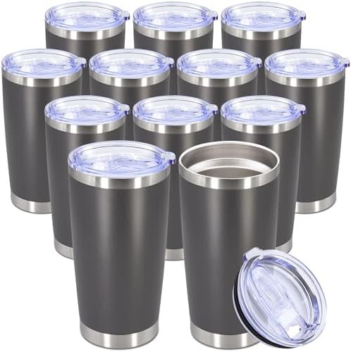20oz Tumbler Stainless Steel Tumbler Coffee Tumbler with Lid Grey, 12P