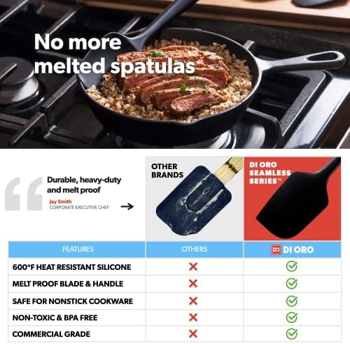 DI ORO Silicone Spoonula & Spatula Set - XL Pro, 600F Heat Resistant