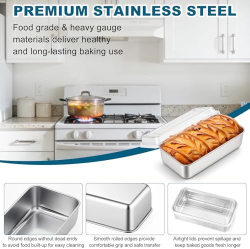 TeamFar Loaf Pan for Baking Bread, 9 x 5 Inch Bread Loaf Pan with Lid