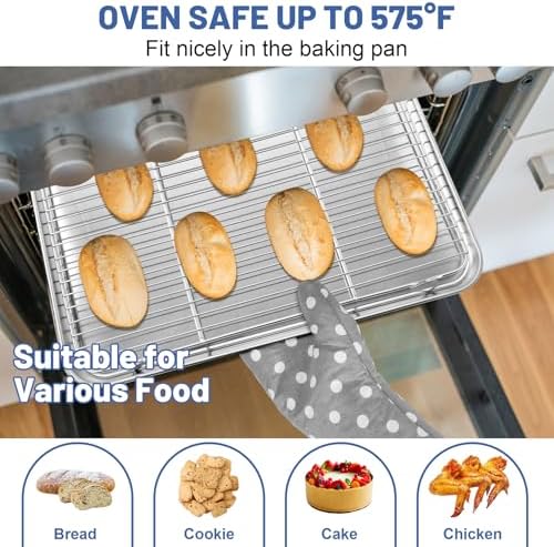 TeamFar Cooling Rack, 16.6” x 11.45” Stainless Steel Wire Baking Rack, 2PCS