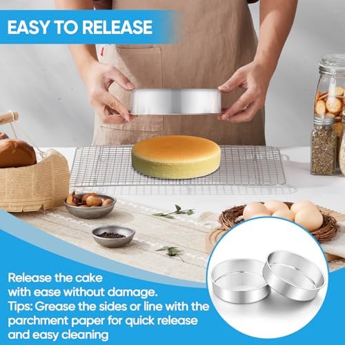 TeamFar 7 Inch Cake Pan, Stainless Steel Round Layer Cake Baking Pan