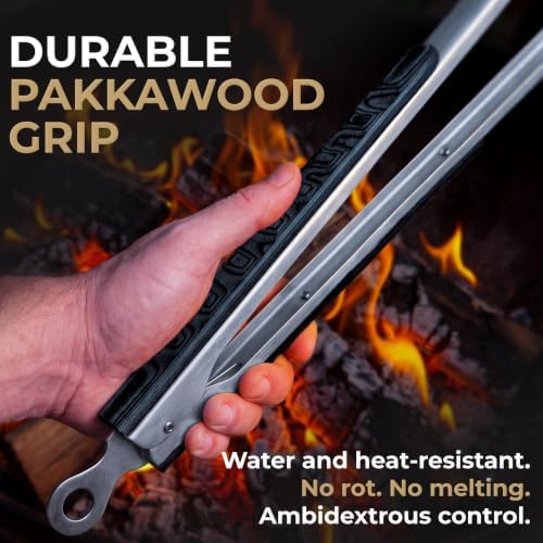 25-Inch Heavy Duty Metal Grill Tongs for Outdoor Grill & Log Fire