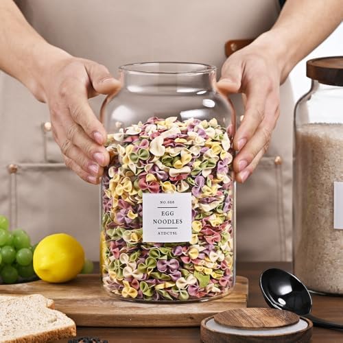 2 Pack Large Glass Storage Jars with Airtight Bamboo Lids, 95 FL OZ/2800 ml, Perfect for Kitchen Counter & Pantry Storage – Ideal for Flour, Sugar, Coffee, Rice, Nuts and More，