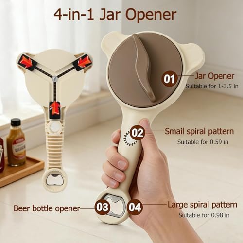 4-in-1 Jar Opener, Ruydiwale Adjustable Jar Opener for Seniors