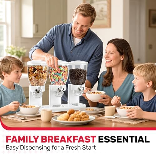 Triple Cereal Dispenser Countertop 2L, Large Capacity Total 6L