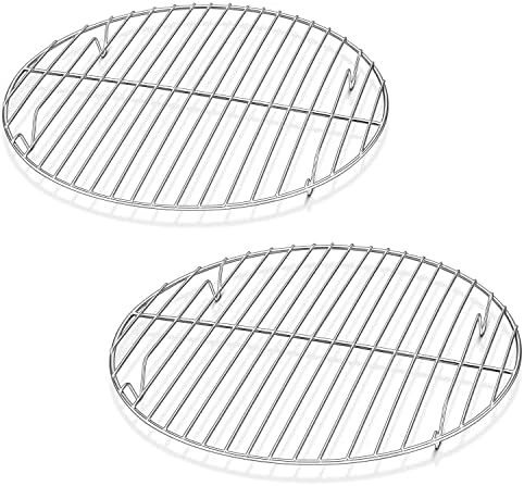 Herogo Round Cooling Cooking Rack Set of 2, 10.6 Inch Stainless Steel Large Grilling Steaming Baking Rack for Oven Pot Pressure Cooker Canning, Rust Free, Dishwasher Safe