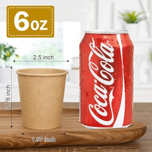 Vumdua 800 Pcs 6 oz Kraft Paper Cups - Disposable Paper Cups Hot Cold Beverage Drinking Cup for Coffee, Water, Tea, Juice, Espresso & Cortado