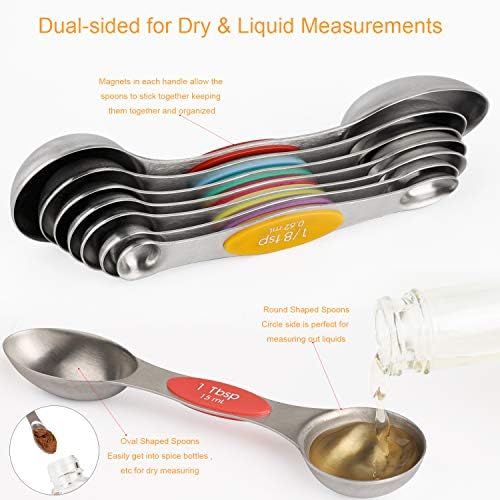 Magnetic Measuring Spoons Set Stainless Steel Dual Sided Measuring Spoons