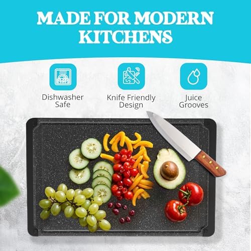 Large Plastic Cutting Board for Kitchen, 18-Inch Reversible Chopping Board