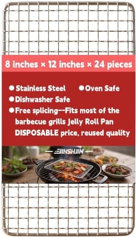 24 PCS 12 "x 8" Disposable Grill Rack Grids,BBQ Roasting Rack