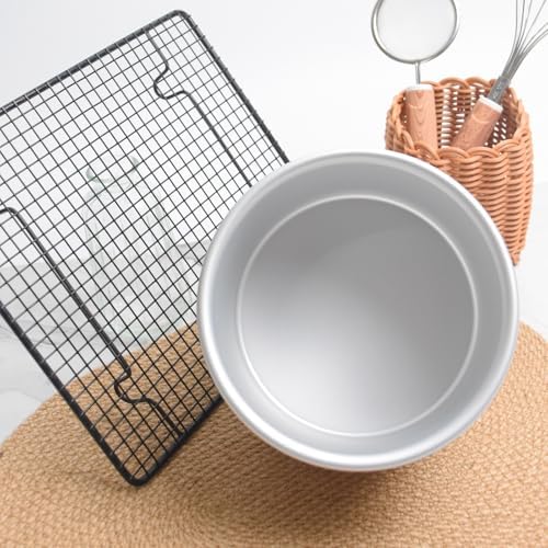 Aluminum smash cake 6×4 inch round Cake Pan,anodized aluminum cake pans,layer cake pan, baking pan For birthday cake, party Silver (6×4 round Cake Pan)