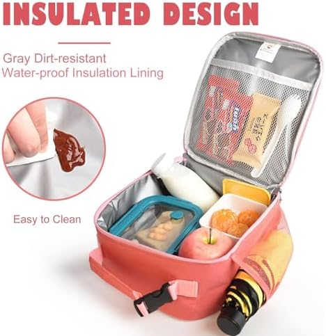 CaCTOUR Lunch Box Kids,Premium Insulated Lunch Bag for Girls Boys,Soft Bag Mini Cooler Back to School Thermal Reusable Lunch Bag for Work School Picnic -Red