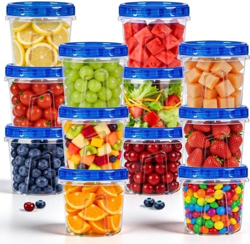 12 Pack 23.5oz Soup Freezer Containers with Twist Lids for Food Storage