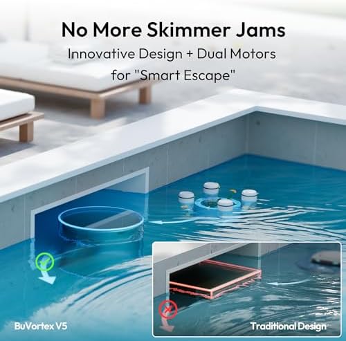 BUBLUE F10 Pool Surface Skimmer Robot,Robotic Pool Skimmer,Space White