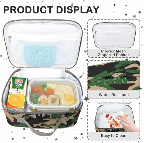 FlowFly Kids Lunch box Insulated Soft Bag Mini Cooler Back to School Thermal Meal Tote Kit for Girls, Boys, Forest