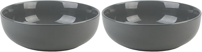 10 Strawberry Street Coupe Stoneware 9.5"/70oz Serving Bowl, Dark Gray (Pack of 2)