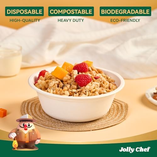 Compostable Disposable Paper Bowl 16 oz Heavy Duty Soup Containers 150 Pack