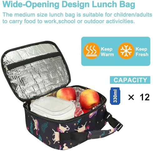 esouler Lunch Box Kids Insulated Lunch Bag for Boys & Girls Durable Children Lunchbox for School with Water Bottle Holder-Purple Unicorn