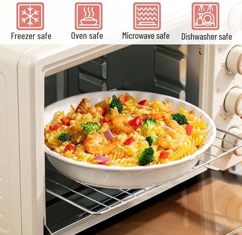 Brew To A Tea BTaT- Ceramic Pie Pan for Baking, 4 Pack, 10.5" & 9.5", Porcelain Ceramic Pie Plate for Salad, Pasta, Fruit and Tart, Freezer, Oven, Microwave and Dishwasher Safe