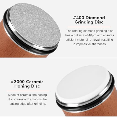 Knife Sharpener Kit, Rolling Knife Sharpener Tool, Kitchen Knife Sharpener with Diamonds and Ceramic for Steel of Any Hardness, Knife Sharpening with 15 & 20 Degree Magnetic Angle.