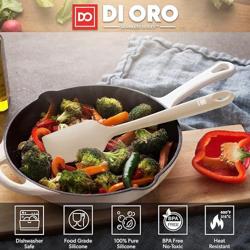 DI ORO Large Silicone Spatula - 600F Heat Resistant, Clay