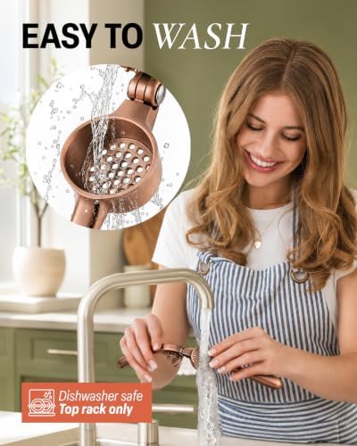 Zulay Kitchen Premium Garlic Press Set - Rust Proof Professional Garlic Mincer Tool - Easy-Squeeze, Easy-Clean with Soft, Ergonomic Handle - Silicone Garlic Peeler & Brush (Copper)