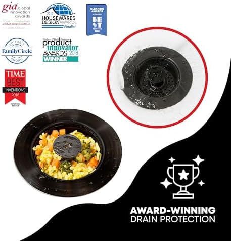 Kitchen SinkShroom Clog-Free Kitchen Sink Drain Strainer with Stopper - Sink Protector for Kitchen Sink, Stainless Steel, Matte Black
