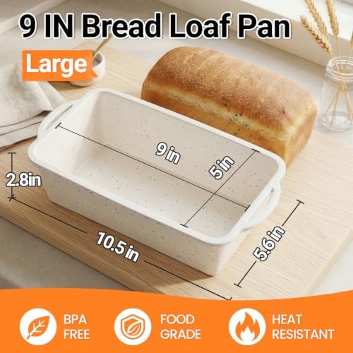 9 x 5 IN Silicone Loaf Pan, Metal Reinforced Bread Pan, 2 Pack Large Size