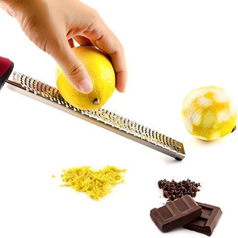 8-Inch Lemon Zester & Cheese Grater, 18/8 Stainless Steel, Black