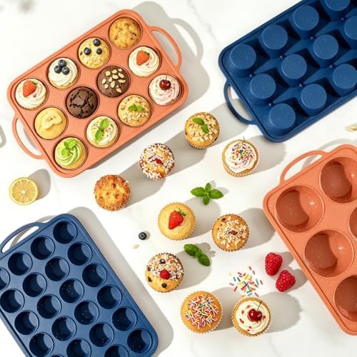 Vinino 2 Pack Jumbo Silicone Muffin Pan Steel Frame - Brick Orange