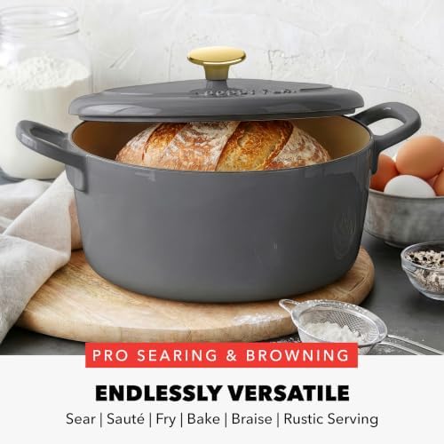GreenPan x Bobby Flay 5.5QT Enameled Cast Iron Dutch Oven With Lid, Slate