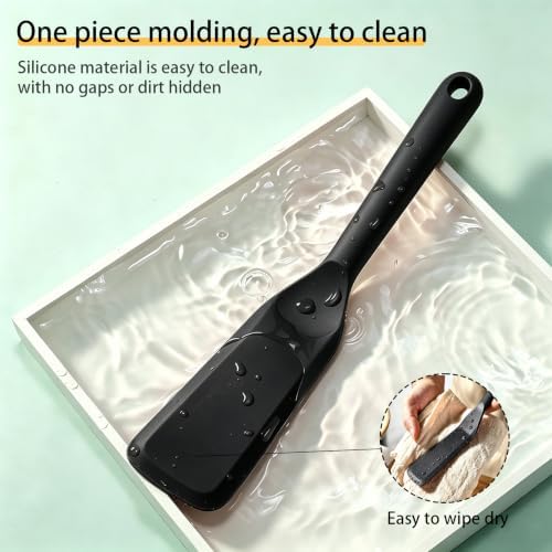 【2 Pack】Kunovo Small Spatula for Nonstick Cookware Mini Spatulas for kitchen Use,Heat-Resistant Silicone Thin Spatula Cooking Baking (2 Pack-Black)
