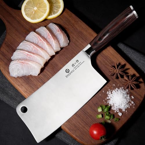 imarku Meat Cleaver 7 Inch, Japanese High Carbon Stainless Steel Chopper