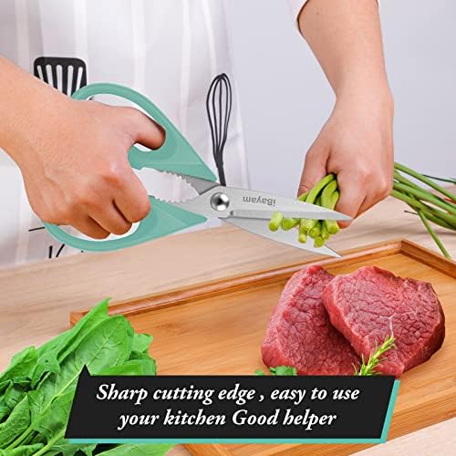 iBayam Kitchen Scissors, Set Of 2, Aqua Sky, Black Kitchen Utensils Set