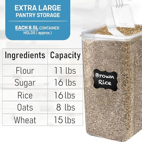2 PC (8.5L / 287 Oz) Extra Large Pantry Flour Sugar Storage Containers Set