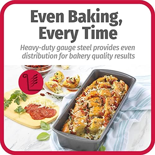 GoodCook Nonstick Loaf Pan Extra-Large Heavy-Duty with Easy-Clean Non-Stick Coating, Oven & Dishwasher Safe Pan for Meatloaf Breads Cakes Lasagnas Casseroles & More, 13 x 5-Inch, Gray (Pack of 2)