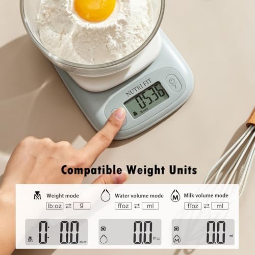 NUTRI FIT Small Food Scale Digital Kitchen Scales Weight Grams Ounces White