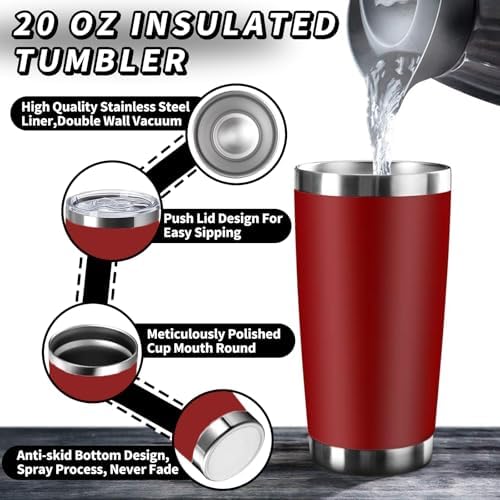 HAOLI 1 Pack 20oz Stainless Steel Tumbler with Lid/Red